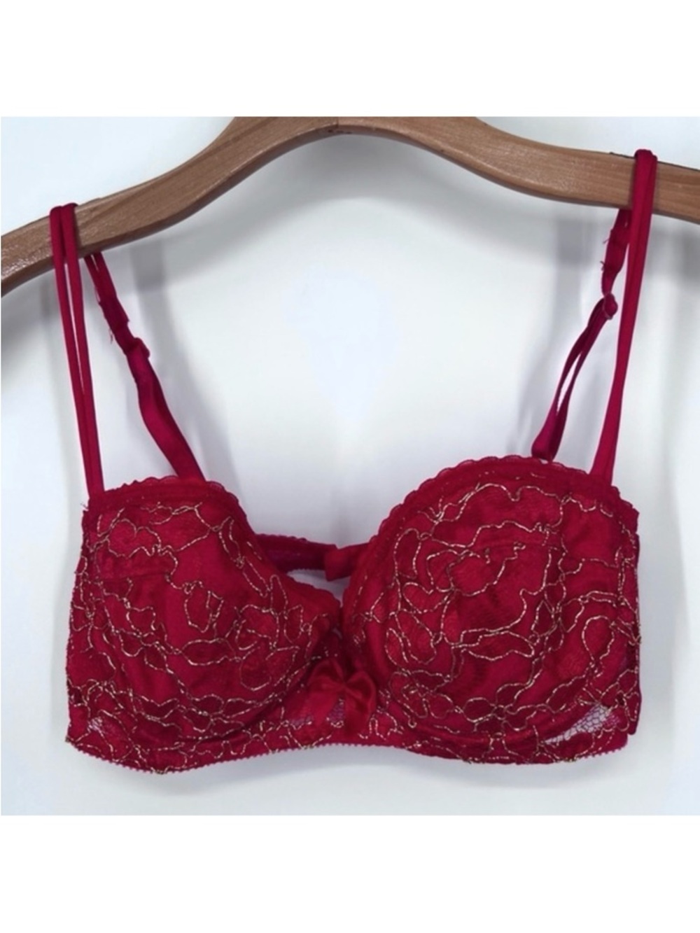 Victoria’s Secret Vintage Gold Label Red Lace Bra 34B